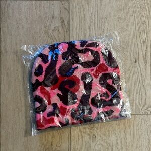 Pink and Red Leopard Print Beanie